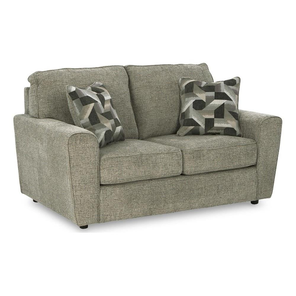 Pewter Gray Fabric Loveseat with Removable Cushions