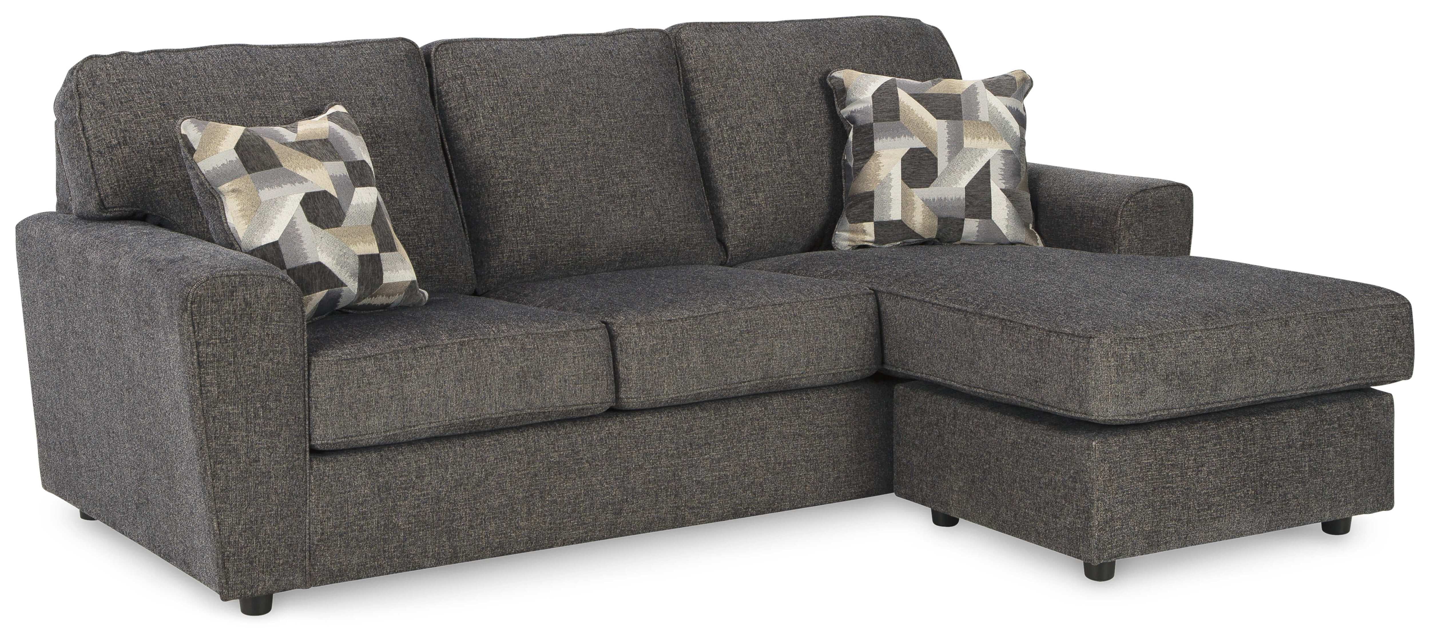 Slate Gray Fabric Two-Piece Sofa Chaise with Track Arms