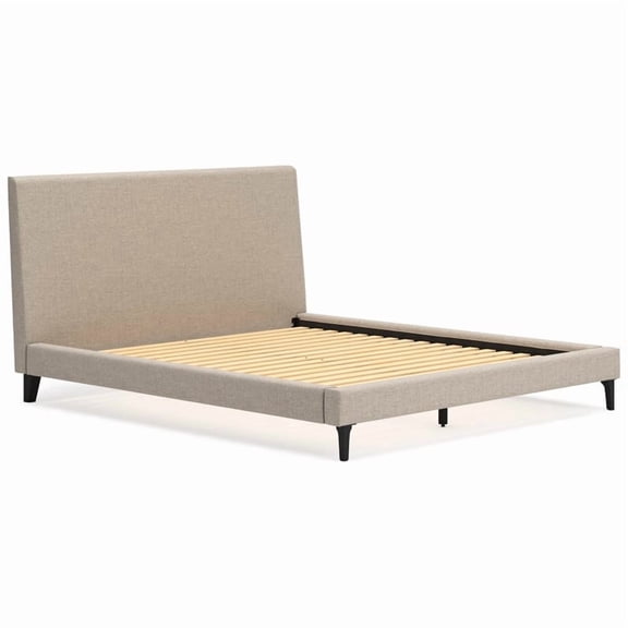 Ashley Furniture Cielden Beige California King Upholstered Bed with Roll Slats