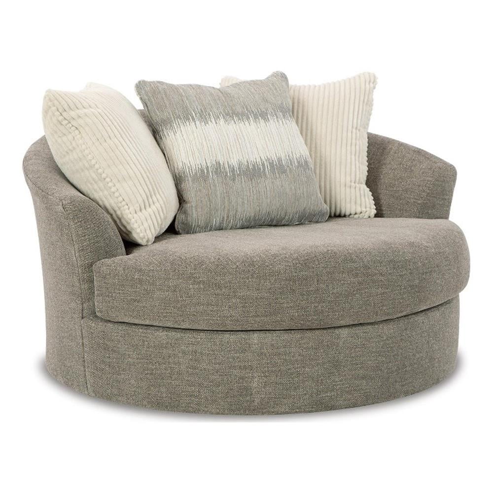 Creswell Oversized Gray Microfiber Swivel Accent Chair