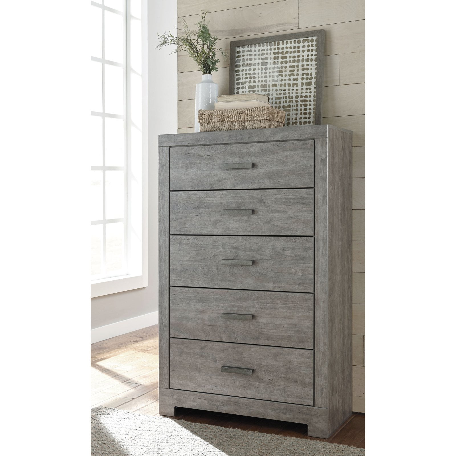 Ethereal Driftwood Grey 5-Drawer Weathered Chest