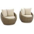 Ashley Furniture Danson Outdoor Fabric Swivel Lounge in Dark Brown (Set of 2)
