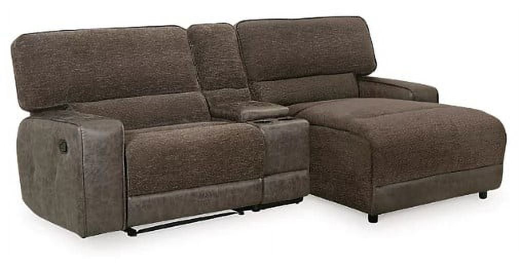 Brown Faux Leather Three Piece Sectional with Storage