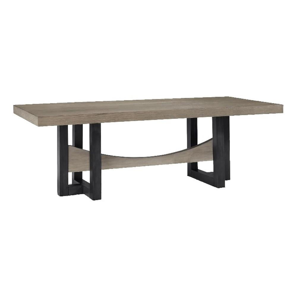 Contemporary Rectangular Black and Brown Wood Dining Table