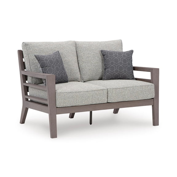 Ashley Furniture Hillside Barn Gray & Brown Outdoor Loveseat with Cushion