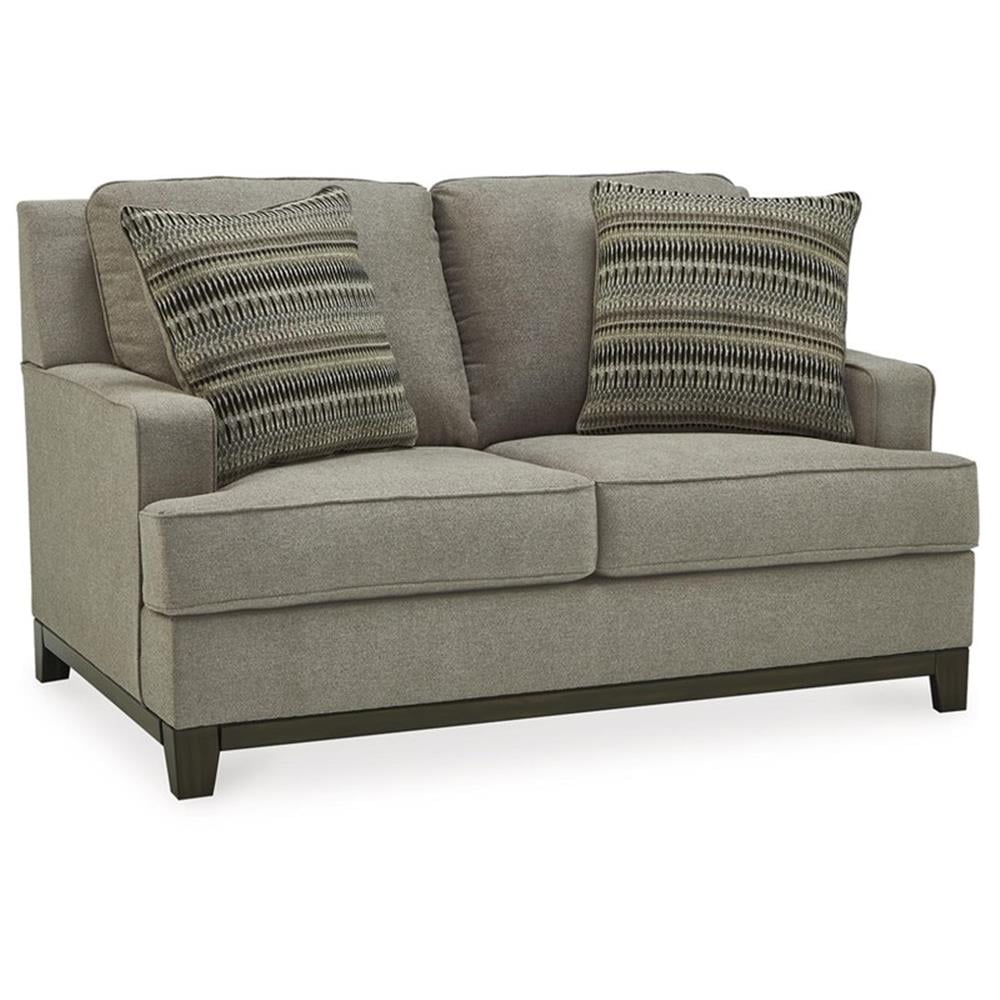 Contemporary Granite Gray Fabric Loveseat with Removable Cushions
