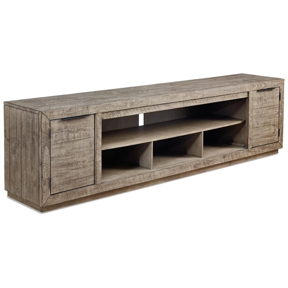 Krystanza 92" Weathered Gray Pine TV Stand with Fireplace