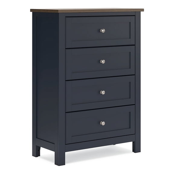 Ashley Furniture Landocken Solid Wood 4-Drawers Bedroom Chest in Dark Slate Blue