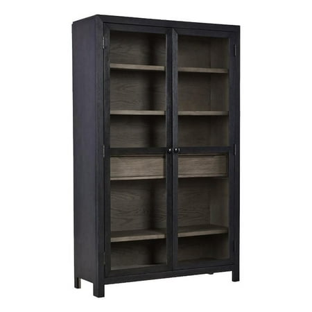 Ashley Furniture Lenston 2-Door Wood Accent Cabinet in Black/Warm Gray