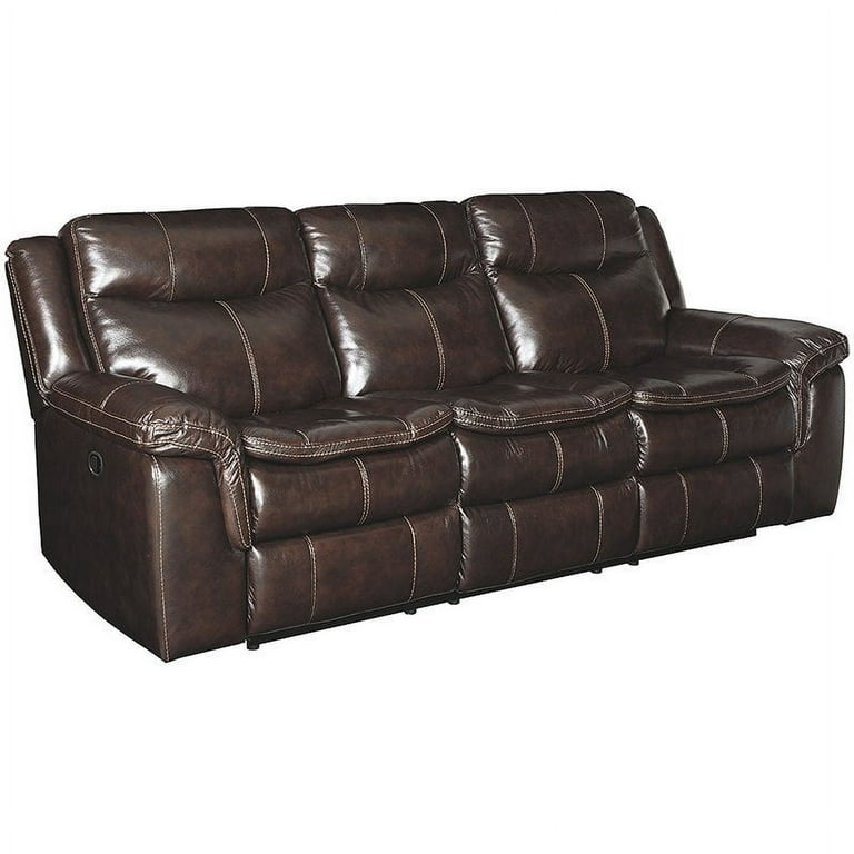Ashley Furniture Lockesburg Leather Reclining Sofa in Canyon
