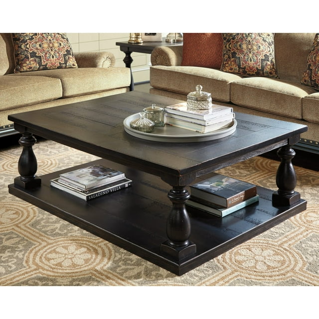Ashley Furniture Solid Wood Mallacar Coffee Table in Black