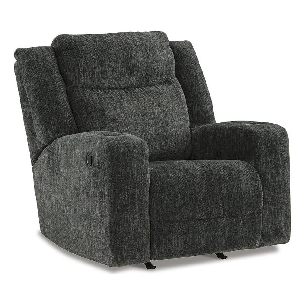 Black Velvet Modern Recliner with Cup Holders