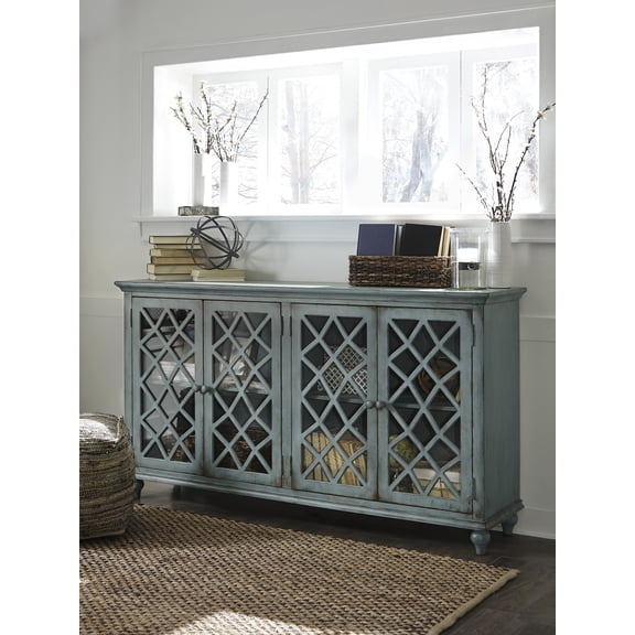 Ashley Furniture Mirimyn Engineered Wood Accent Cabinet in Antique Teal