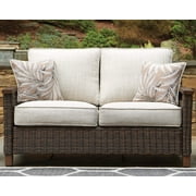 Ashley Furniture Modern Wicker / Rattan Paradise Trail Patio Loveseat in Brown