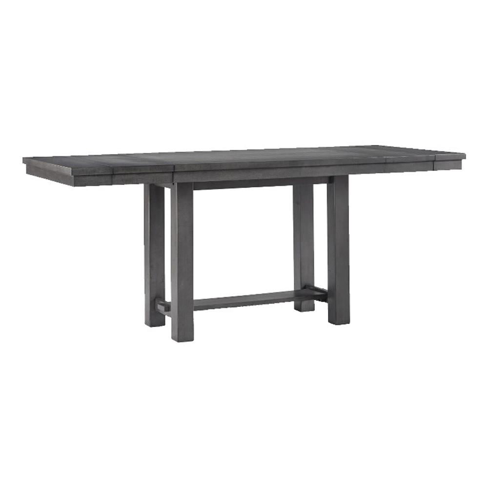 Transitional Smoky Gray Wood Extendable Counter Height Dining Table