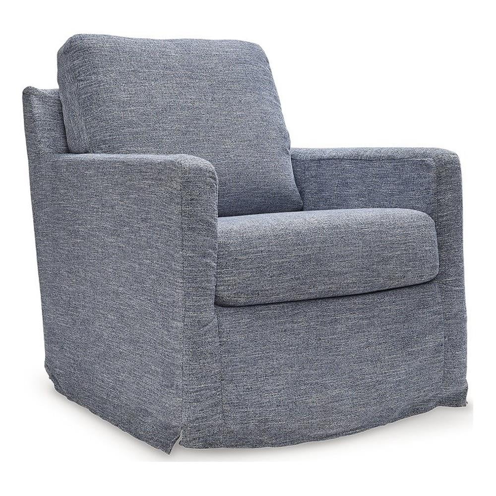 Denim 30'' Transitional Swivel Glider Armchair with Metal Base