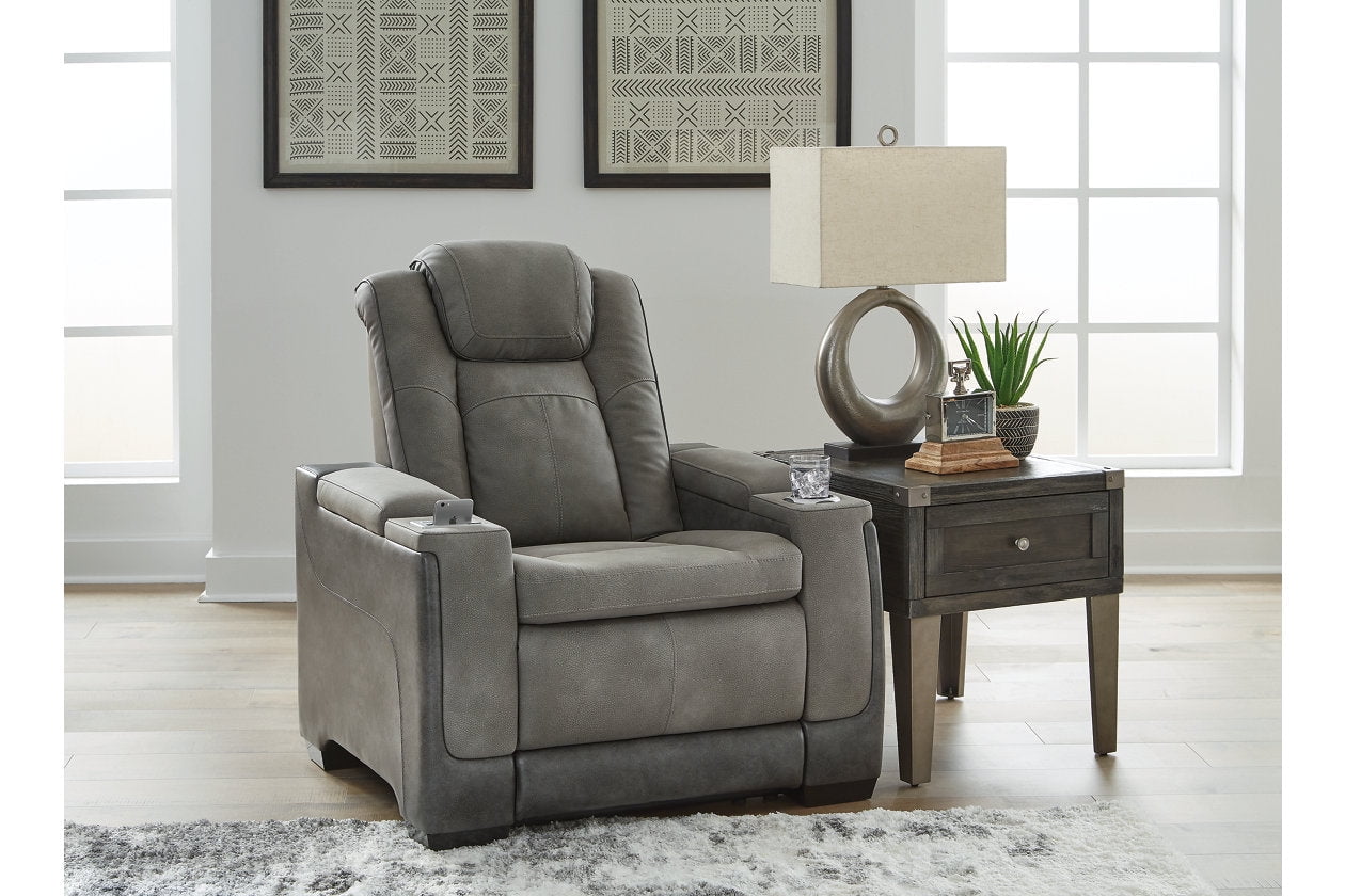 Ashley Furniture Next-Gen DuraPella Faux Leather Power Recliner in Gray