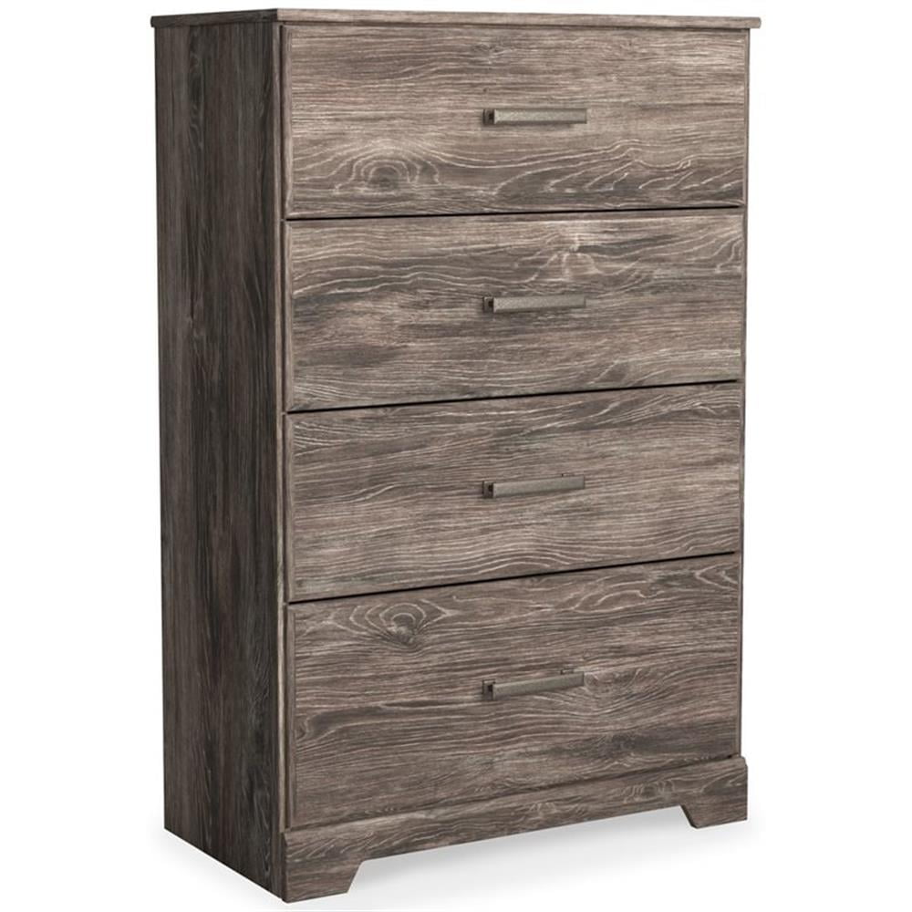 Gray Transitional Four Drawer Engineered Wood Chest