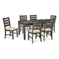 thumbnail image 1 of Ashley Furniture Rokane 7-Pcs Dining Table Set, Light Brown, 1 of 8