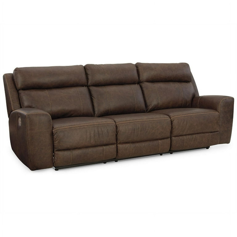 Ashley Furniture Roman Leather Power Reclining Sofa with Headrest