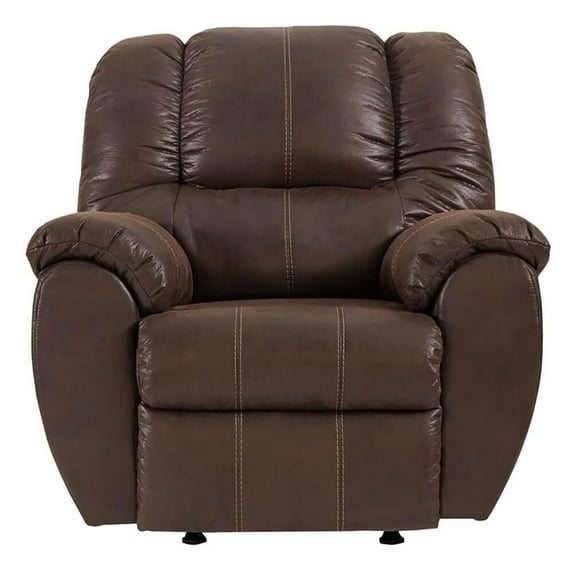 Ashley Furniture Signature Design Jumbo Stitching McGann Rocker Recliner, Walnut