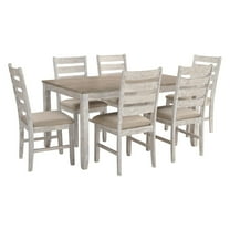 Ashley Furniture Skempton 7 Piece Dining Set in White and Light Brown