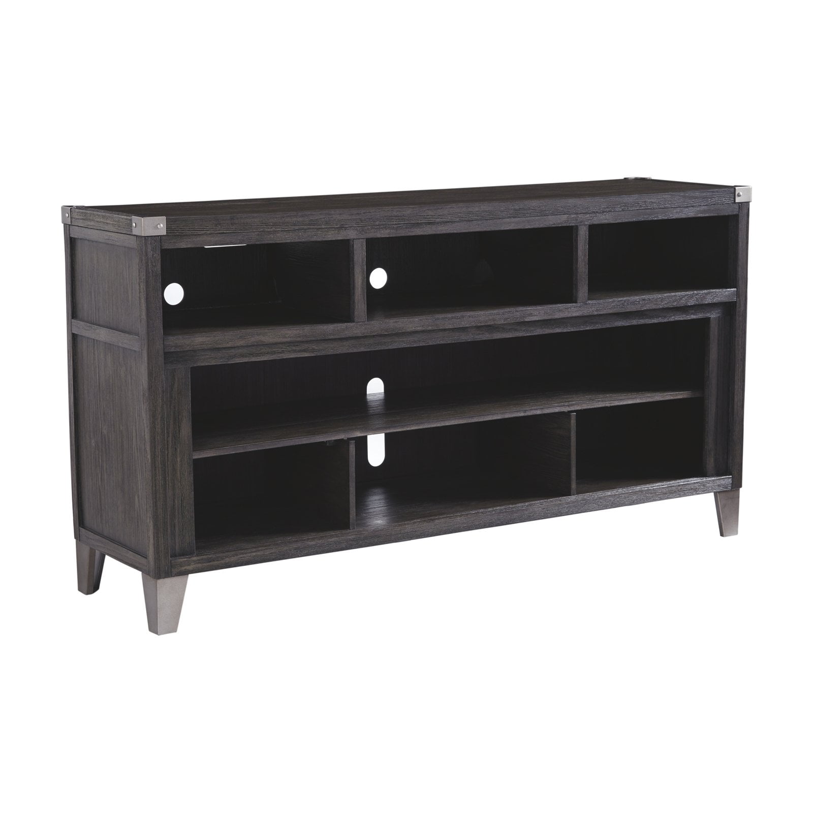 Transitional 65'' Gray TV Stand with Fireplace Cabinet