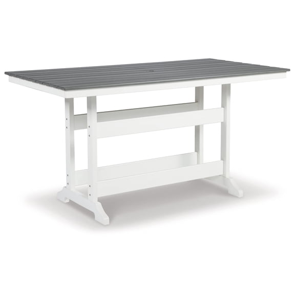 Ashley Furniture Transville Outdoor Plastic Dining Table in Gray and White