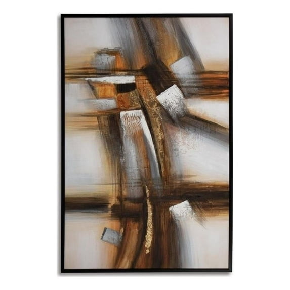 Ashley Furniture Trenick Canvas Fabric Wall Art in Yellow and Dark Brown