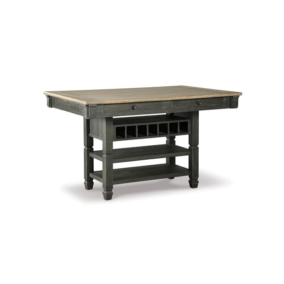 Ashley Furniture Tyler Creek Wine Rack Counter Height Dining Table in Black
