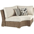 thumbnail image 1 of Ashley Furniture Wicker Patio Loveseat with 2 Throw Pillows, Beige, 1 of 1
