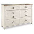 thumbnail image 1 of Ashley Furniture Willowton 6 Drawer Double Dresser in Whitewash, 1 of 11