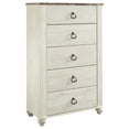 thumbnail image 1 of Ashley Furniture Willowton Wood 5 Drawer Chest in White Finish, 1 of 7