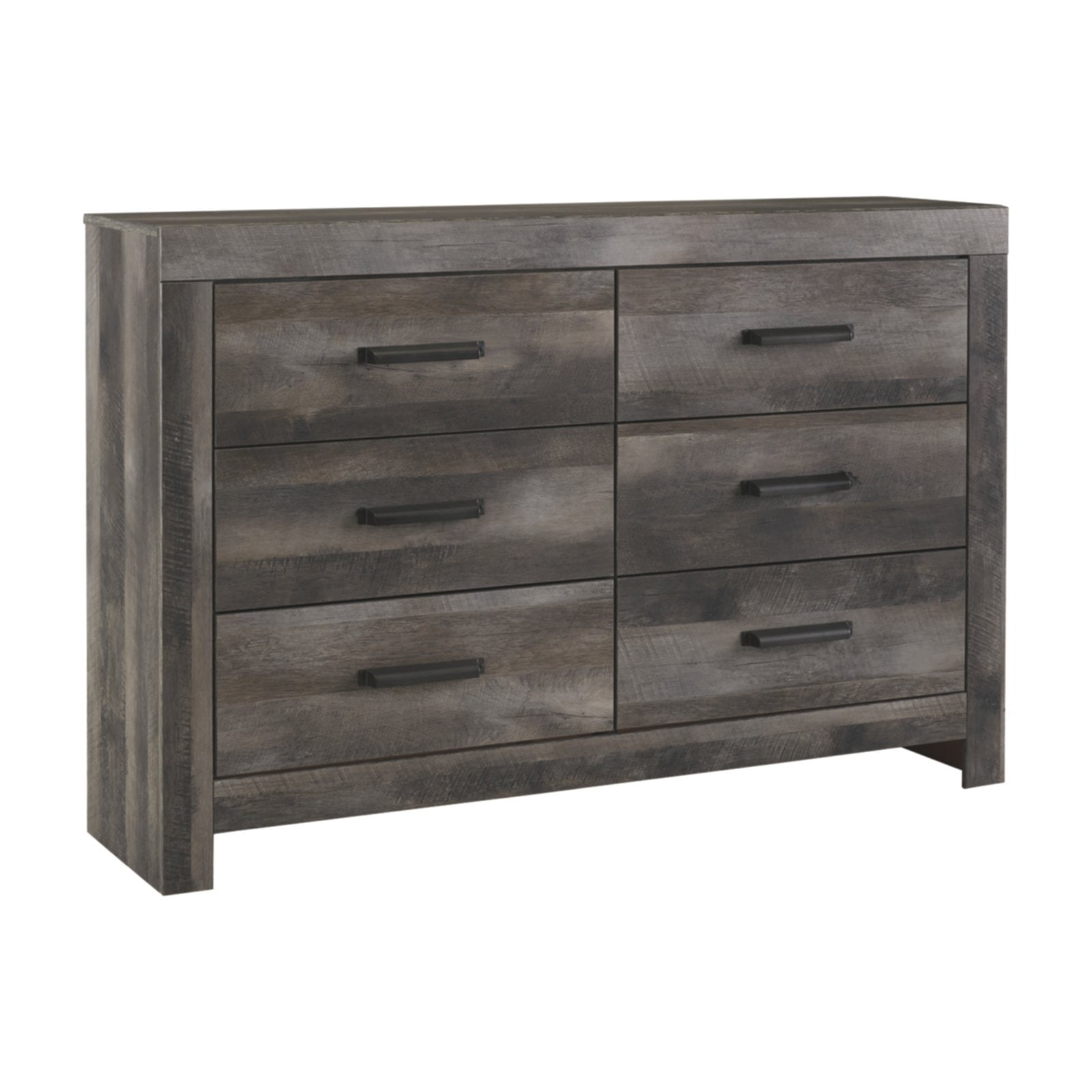 Transitional Weathered Gray 60'' Oak Grain 6-Drawer Dresser