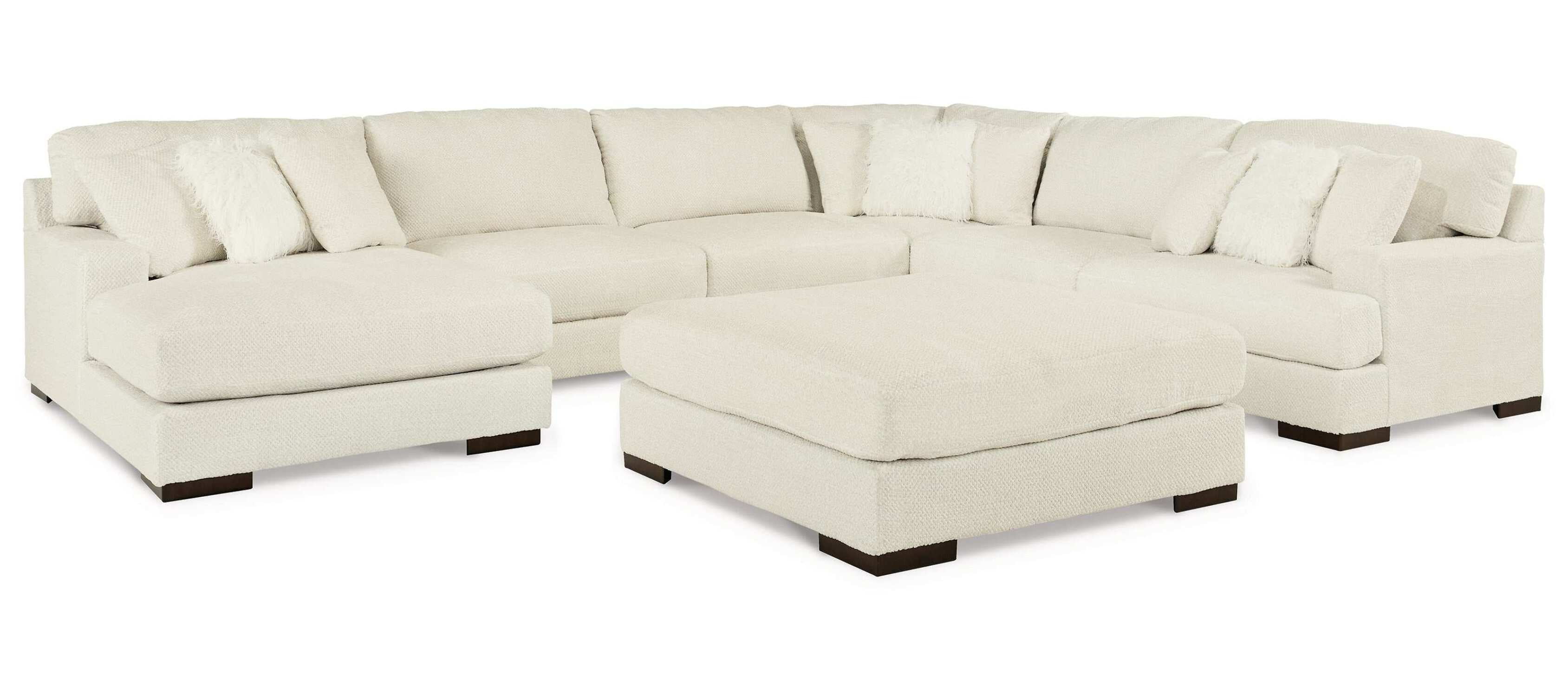 Zada Oversized White Microfiber Accent Ottoman