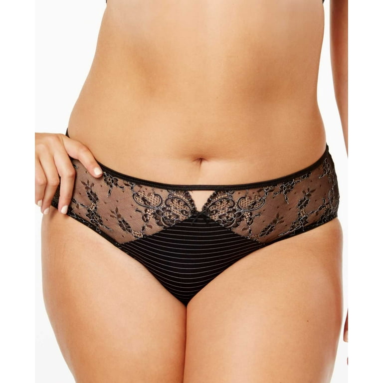 Ashley Graham Lingerie Womens Plus Size Front-Keyhole Lace Panty