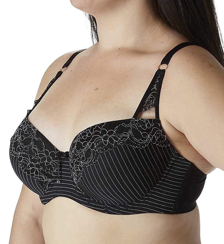 Ashley Graham Showstopper Convertible Lace Contour Bra Black 44 D