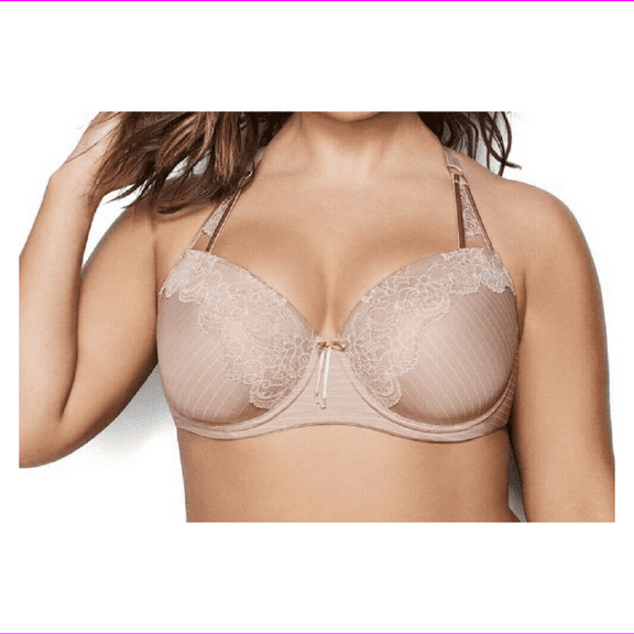 Ashley Graham Women's Adjustable Straps Showstopper Modern J-Hook Bra 44D/Nude