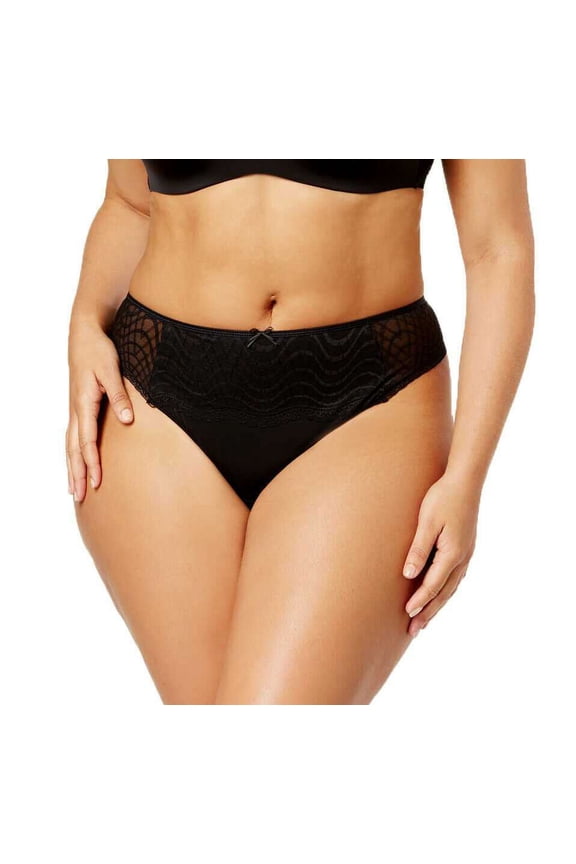 Women's Plus Size Lace Trim Thong, Black, X