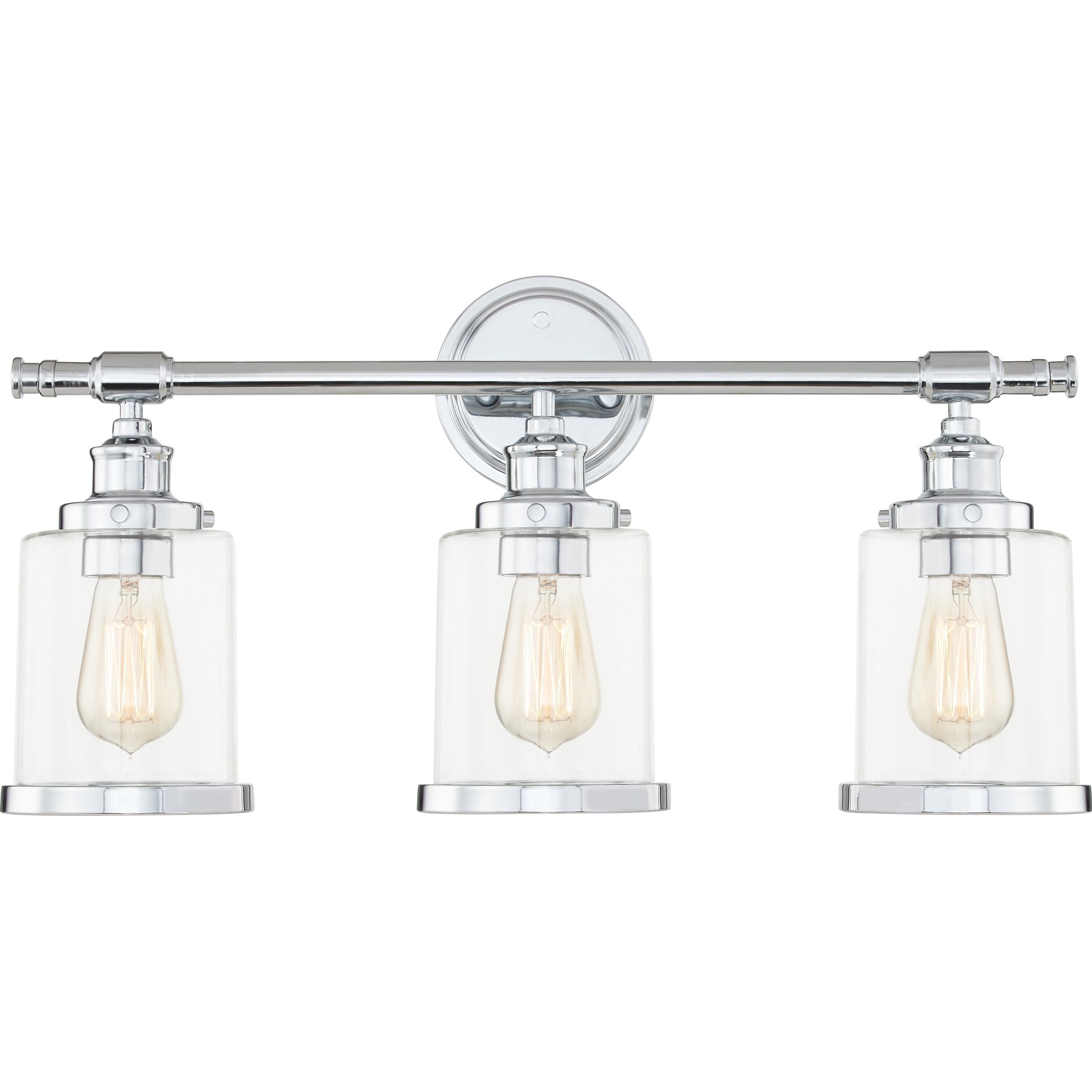 Polished Chrome 3-Light Dimmable Vanity Light with Glass Shades