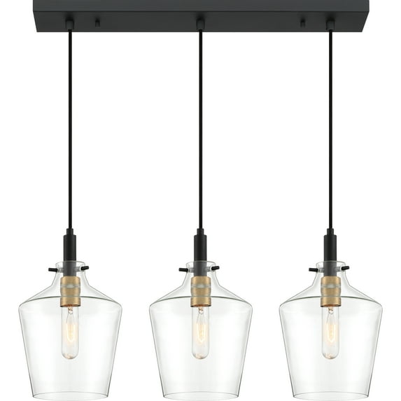 Ashley Harbour Transitional 3-Light Ceiling Hanging Chandeliers, Black