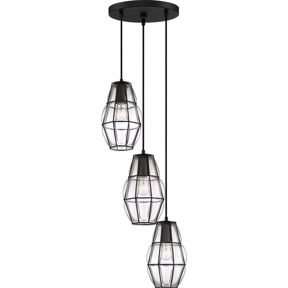 Ashley Harbour Transitional 3-Light Ceiling Hanging Pendant Lights, Black
