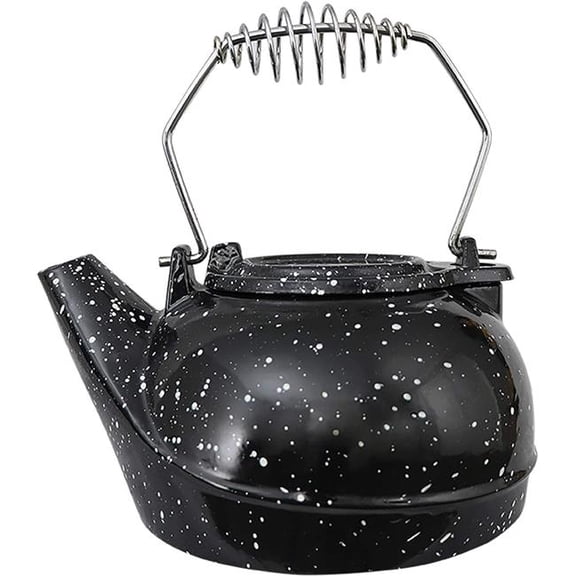 TK-02BWS 3 qt Enameled Porcelain Steamer Kettle - Black with White Spec