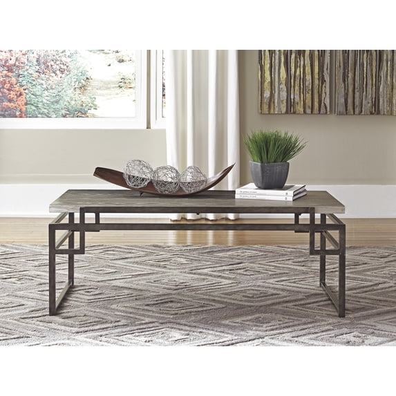 Ashley Isman Rectangular Cocktail Table in Silver and Black Finish T332-1