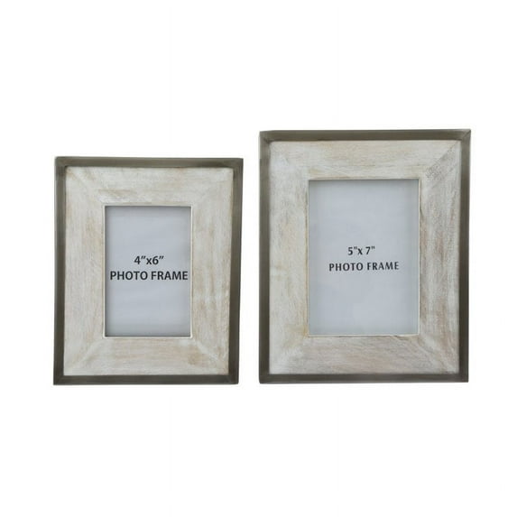 Ashley Kadija Assorted Photo Frame Set in White Wash and Silver