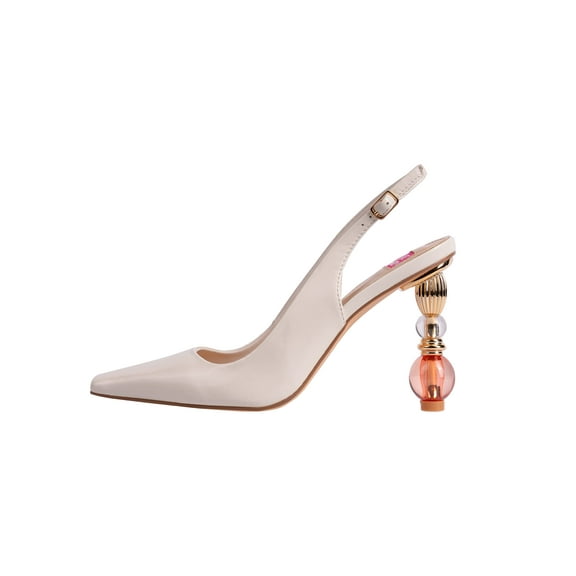 Ashley Kahen Salsa Architectural Heel Slingback, Ivory, 6