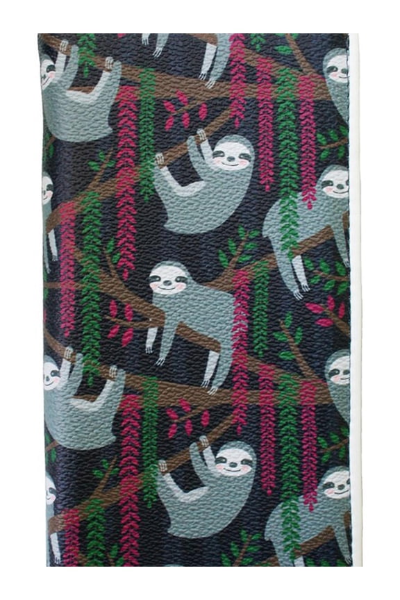 Happy Baby Sloths hanging in Rainforest Jungle Vegan Black Zip Wallet