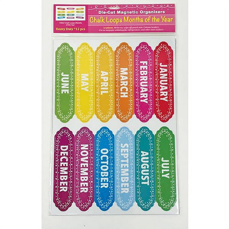 Ashley Magnetic Chalkboard Calendar Months - 12 - Write on/Wipe off - 1 Each - Multicolor Ashley Magnetic Chalkboard Calendar Months - 12 - Write on/Wipe off - 1 Each - Multicolor