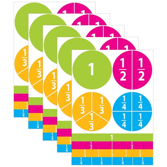 Ashley Productions Math Die-Cut Magnets, Beginning Fractions, 20 Per Pack, 5 Packs