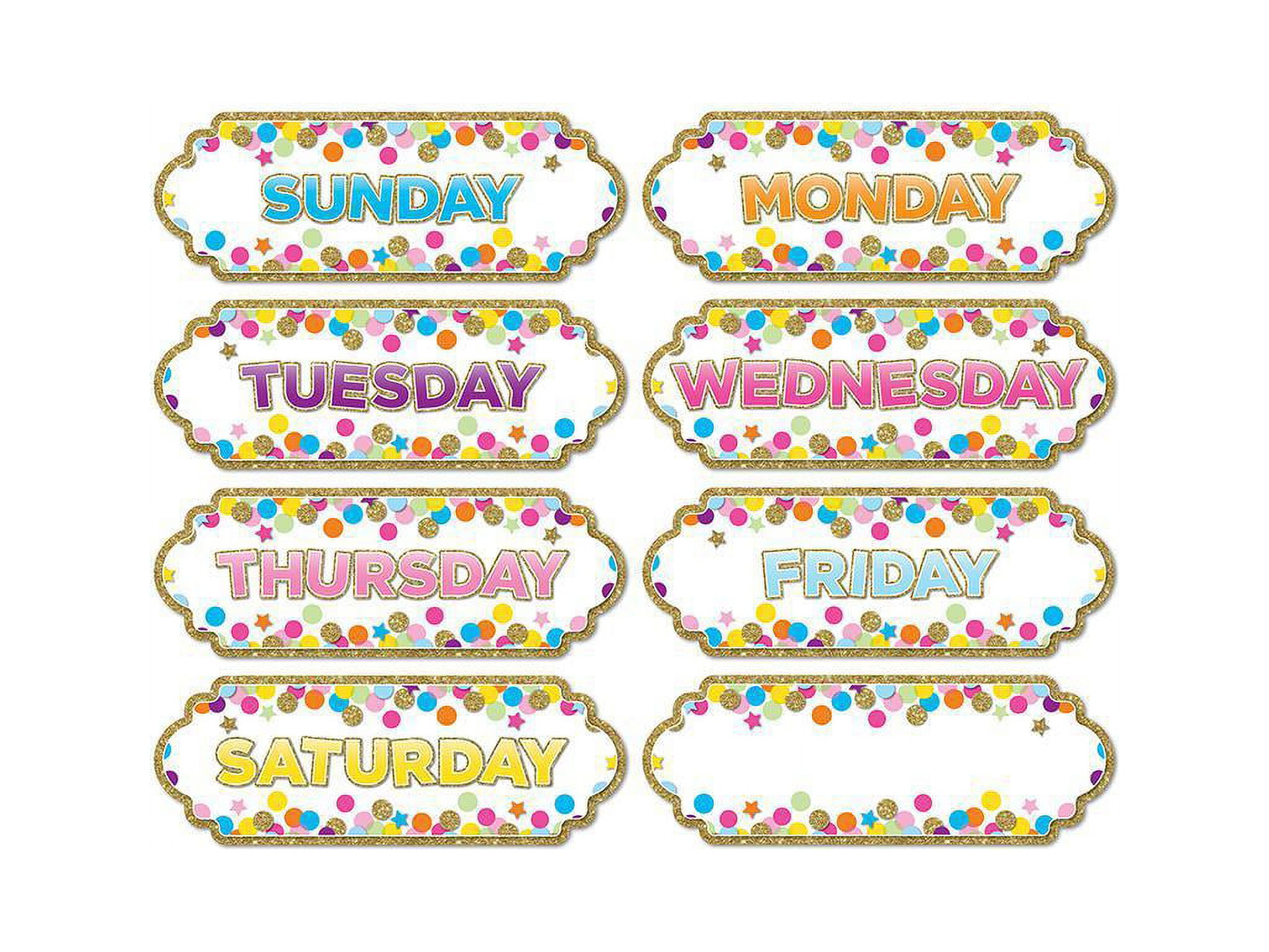 Colorful Confetti Magnetic Days of the Week Labels